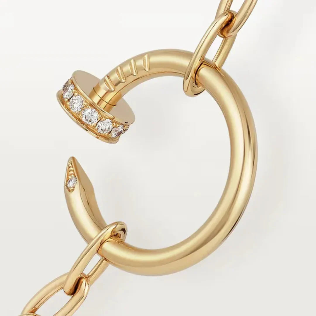 Gold Chain Necklace With Nail Circle Pendant