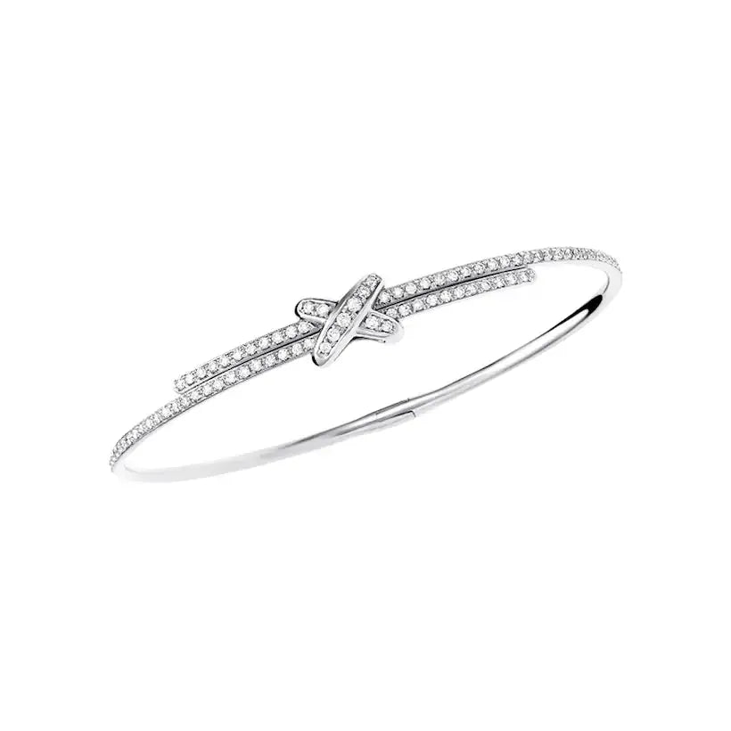X Crossover Diamond Bangle White Gold