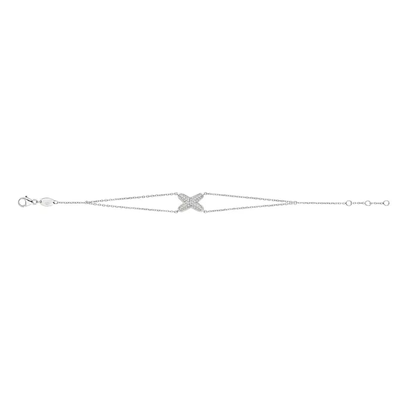 Pave X Charm Bracelet White Gold with Diamonds