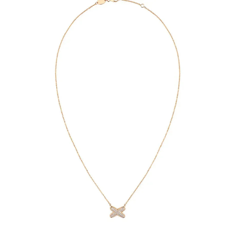 Rose Gold Pavé X Pendant Necklace