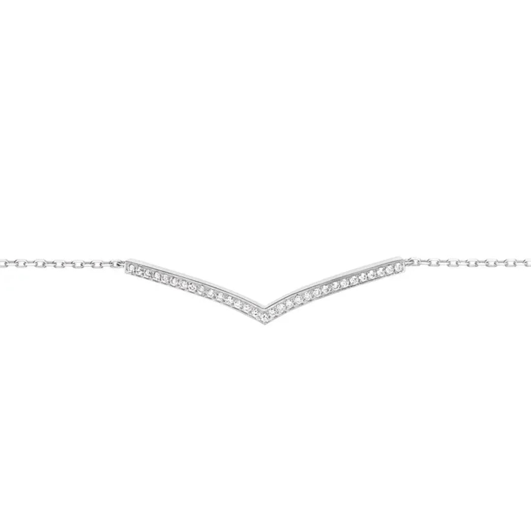 Chevron Pave Bracelet White Gold with Diamonds