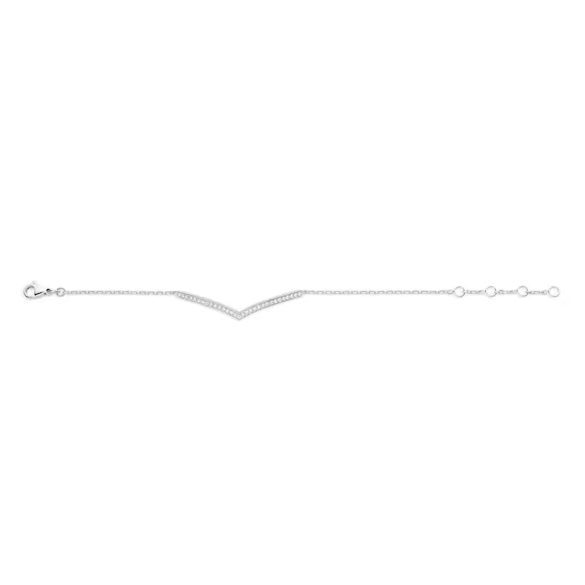 Chevron Pave Bracelet White Gold with Diamonds