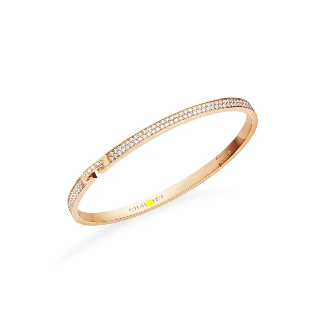 Pave Slim Bangle Bracelet Rose Gold Full Diamonds