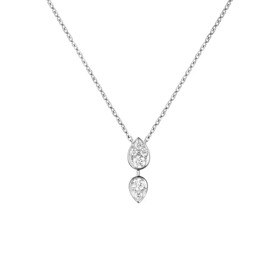 Teardrop Duo Pendant Necklace Sterling White Gold