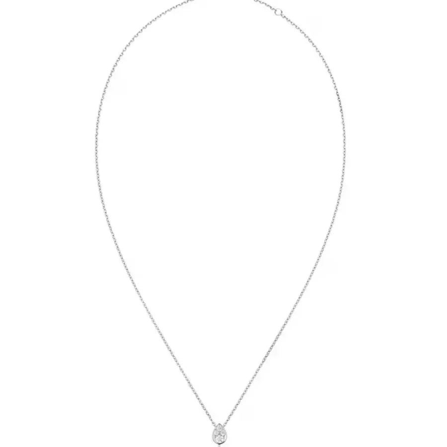 Teardrop Duo Pendant Necklace Sterling White Gold
