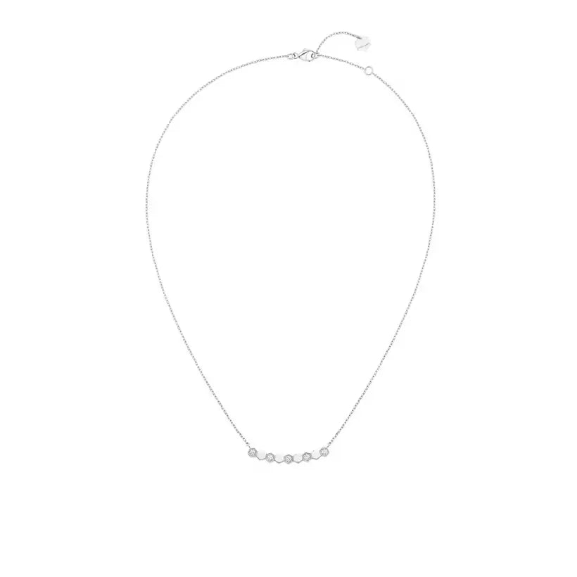 Minimal Honeycomb Bar Necklace White Gold with Diamonds