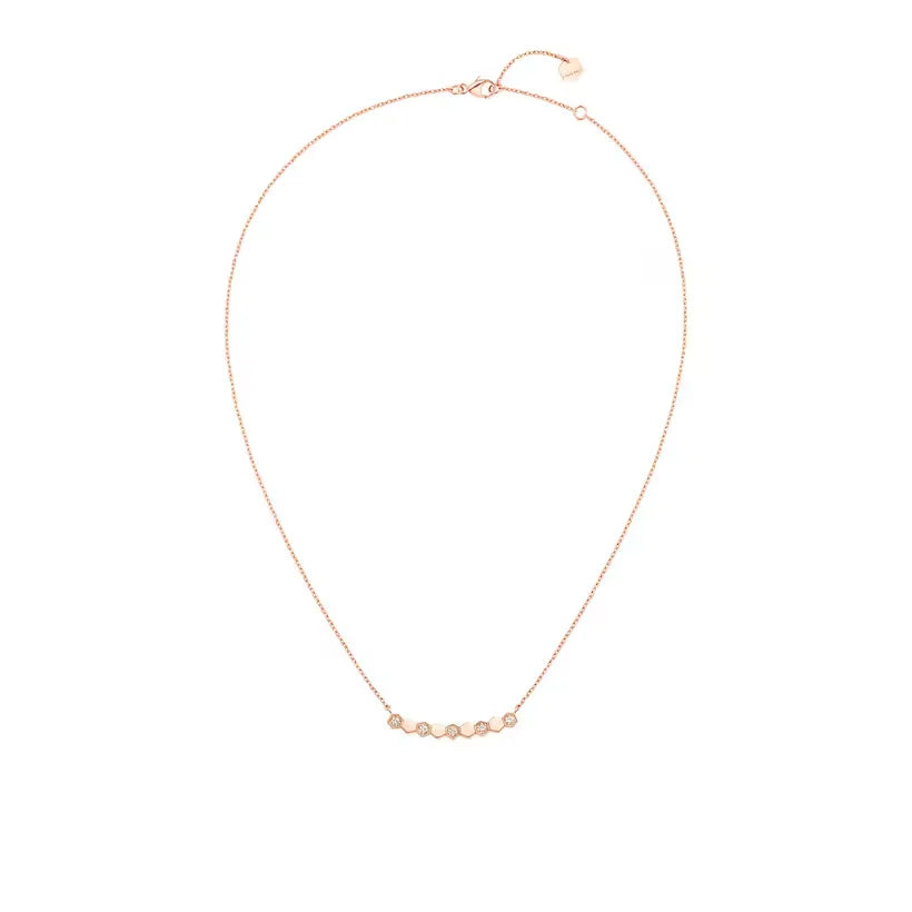 Minimal Honeycomb Bar Necklace Rose Gold