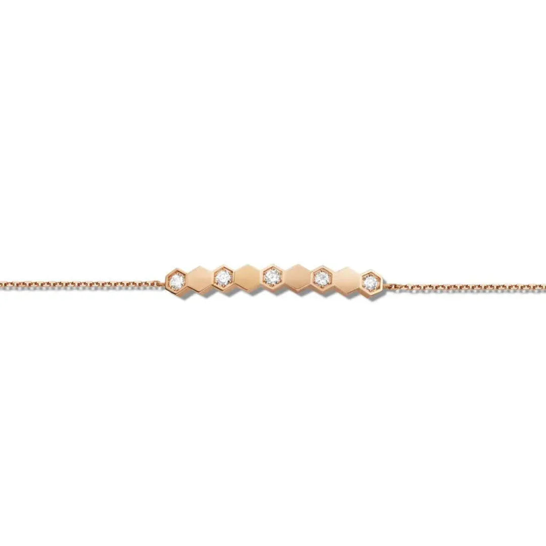 Honeycomb Diamond Bar Bracelet Rose Gold