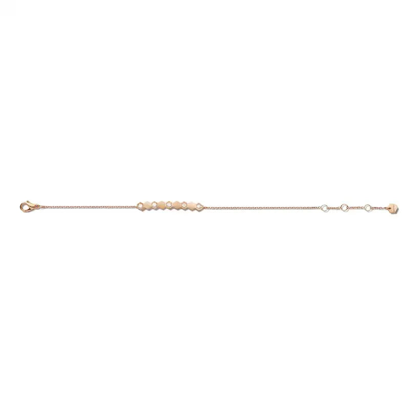 Honeycomb Diamond Bar Bracelet Rose Gold