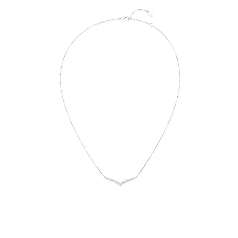 Chevron V Shaped Pendant Necklace White Gold