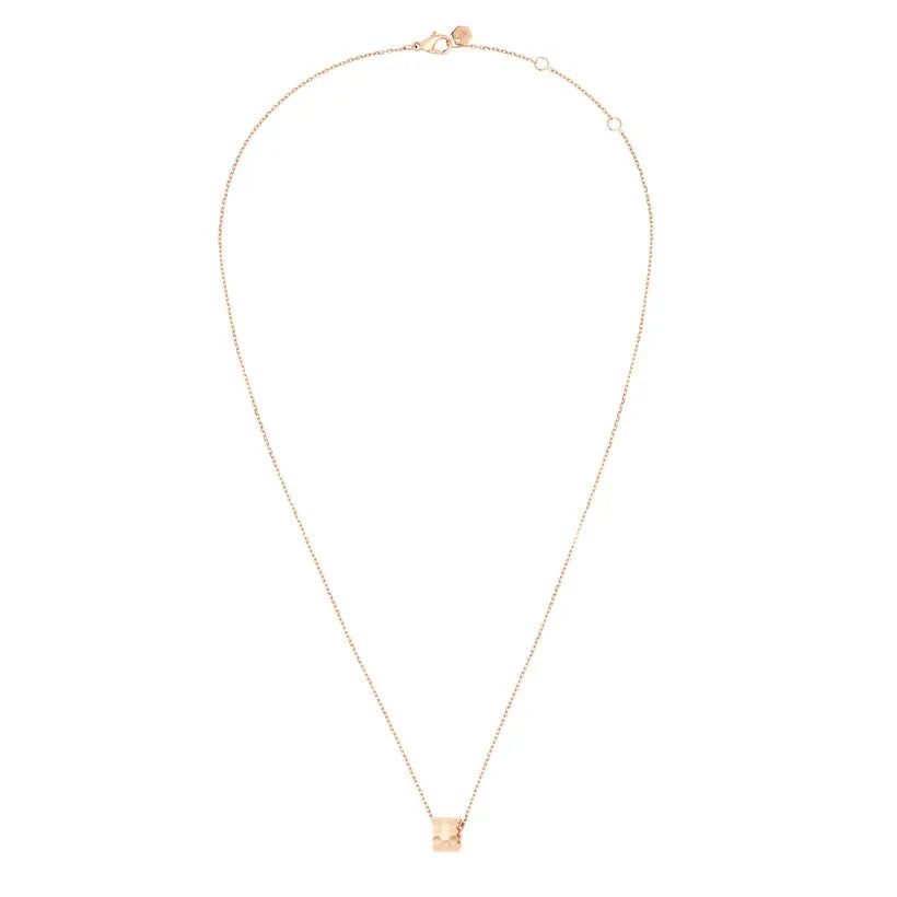 Hexagon Barrel Pendant Necklace Rose Gold