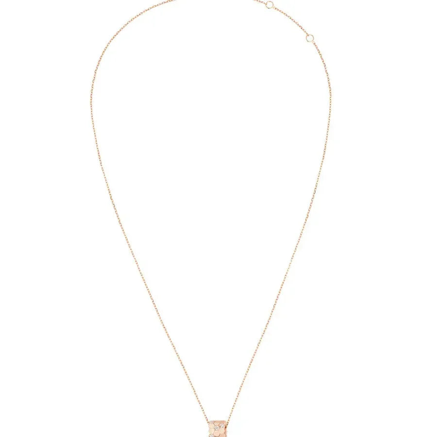 Rose Gold Hexagon Barrel Pendant Necklace