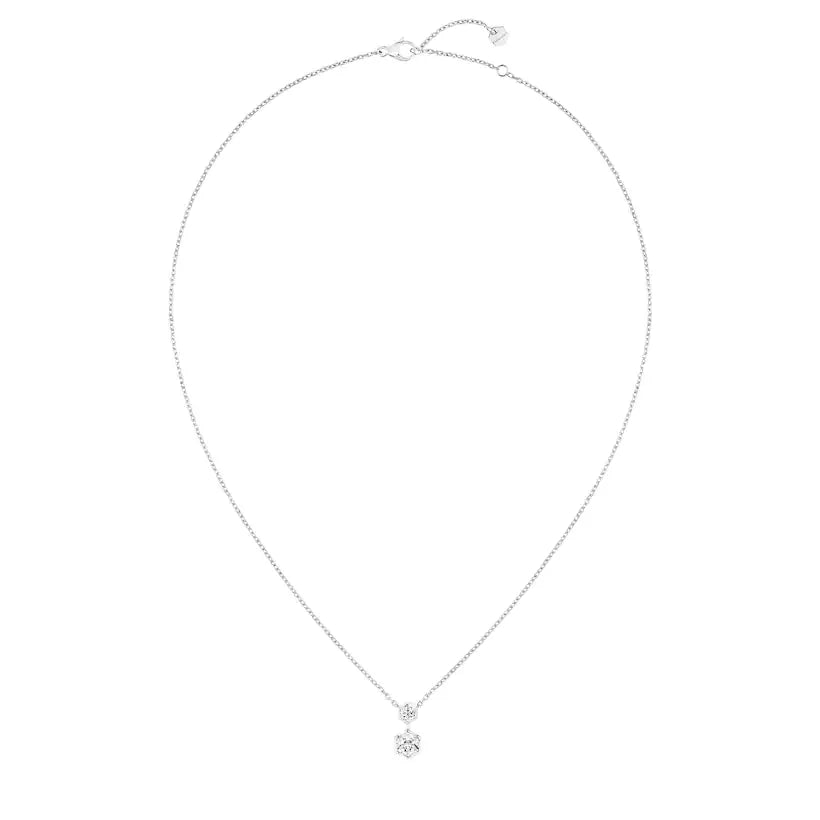 Double Hexagon Pendant Necklace White Gold