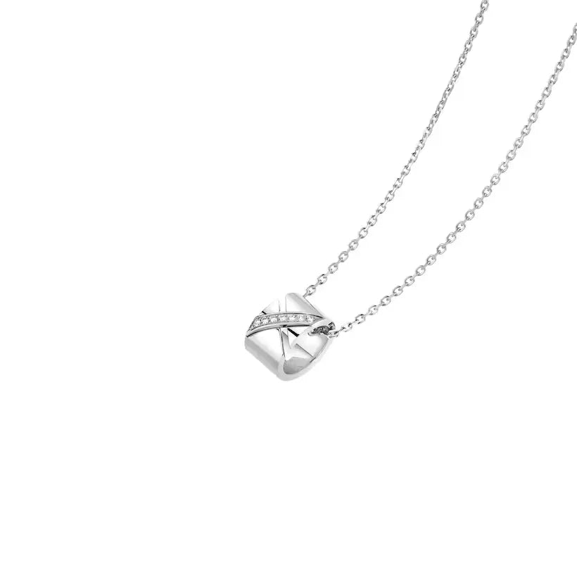 White Gold Barrel Pendant Necklace