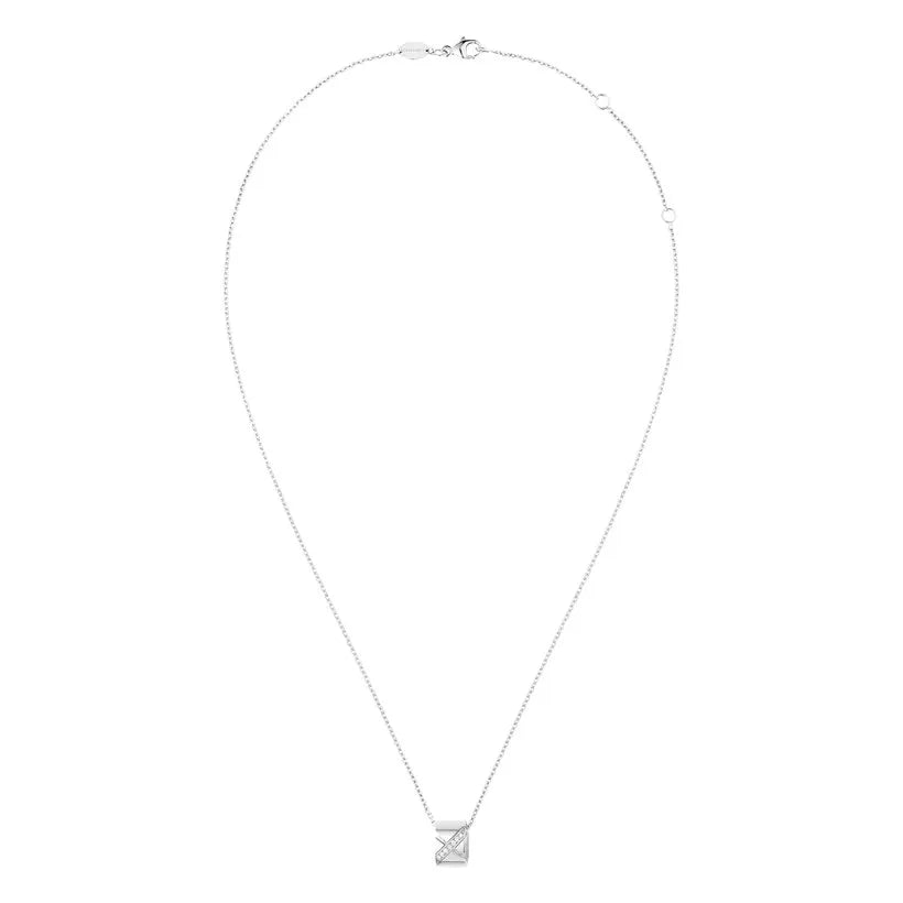 White Gold Barrel Pendant Necklace