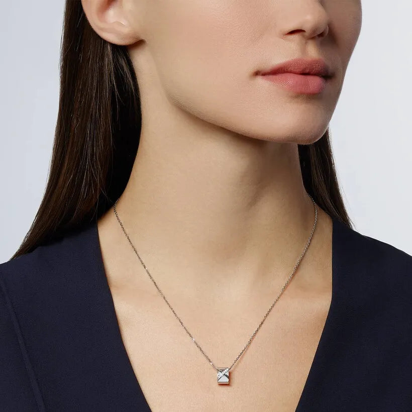 White Gold Barrel Pendant Necklace