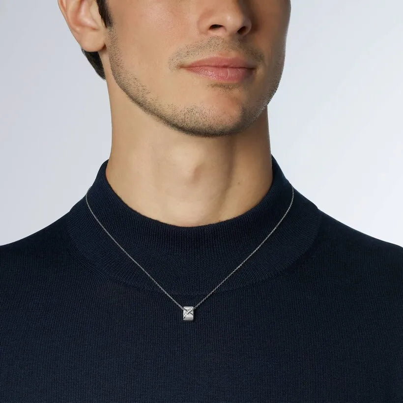 White Gold Barrel Pendant Necklace