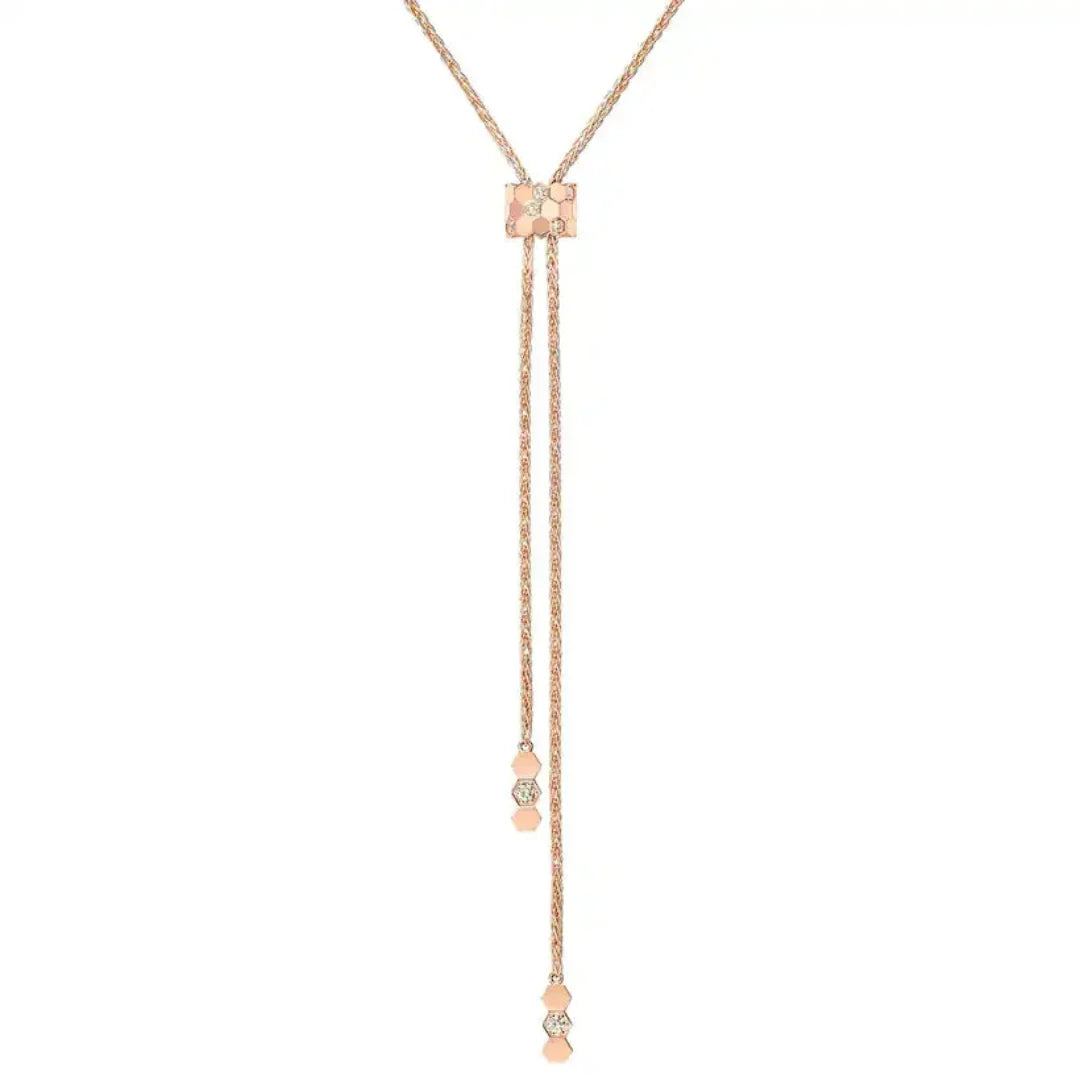 Rose Gold Lariat Necklace with Diamonds