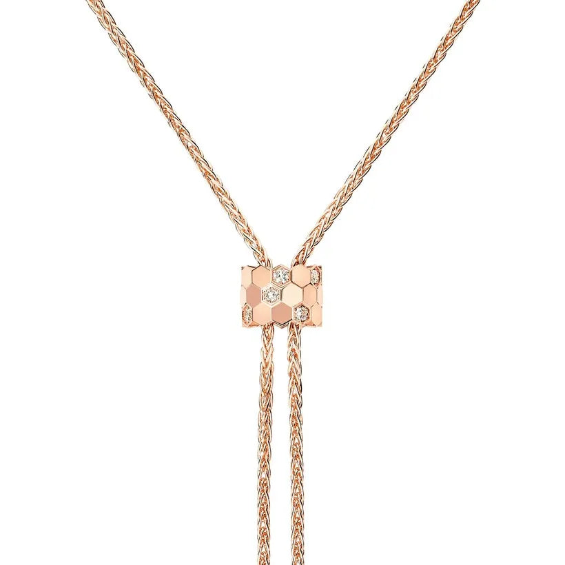 Rose Gold Lariat Necklace with Diamonds