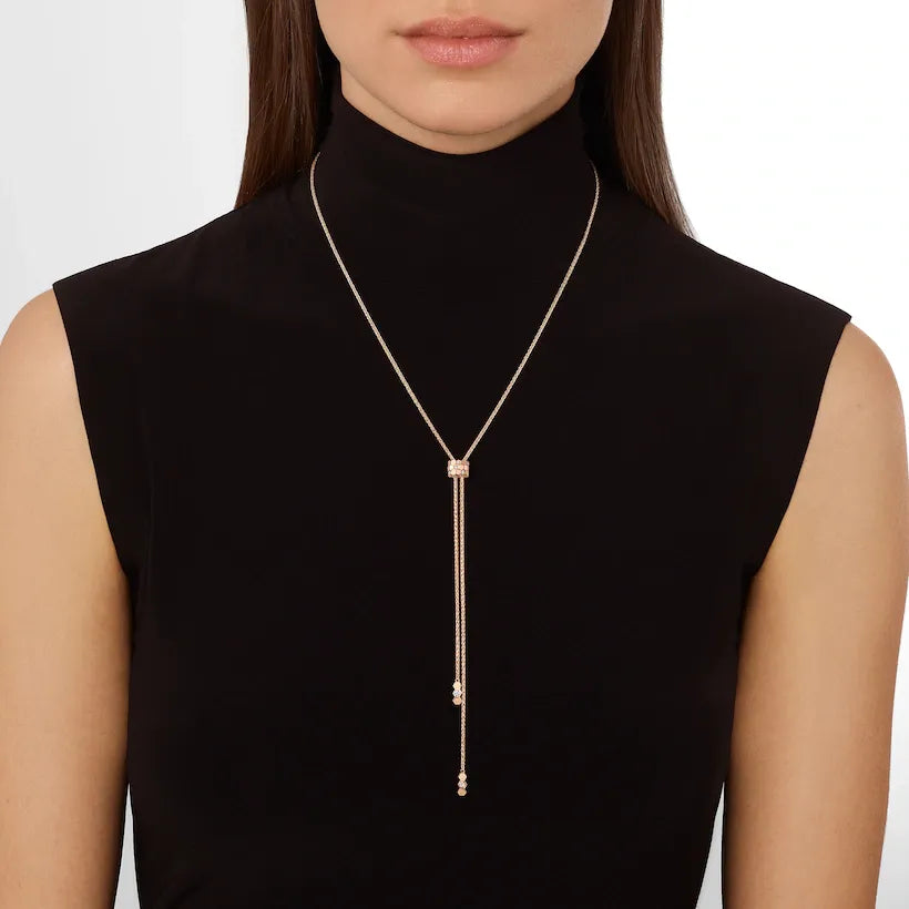 Rose Gold Lariat Necklace with Diamonds