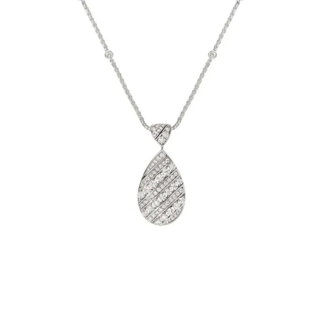 Pavé Teardrop Pendant Necklace White Gold