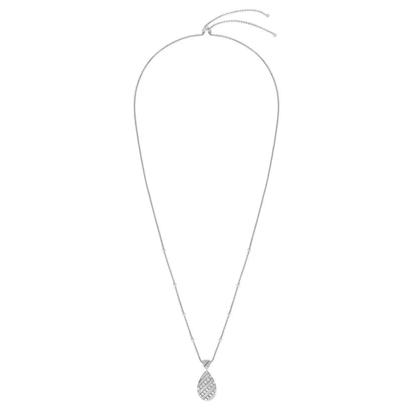 Pavé Teardrop Pendant Necklace White Gold