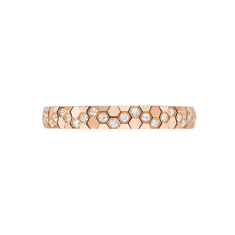 Hexagon Wide Diamond Bangle Rose Gold