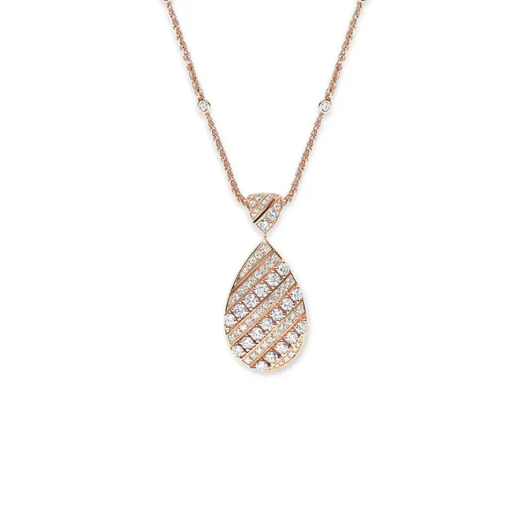 Pavé Teardrop Pendant Necklace Rose Gold