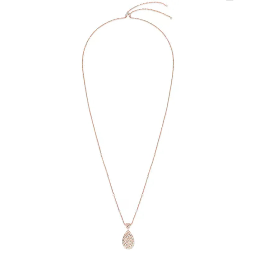Pavé Teardrop Pendant Necklace Rose Gold
