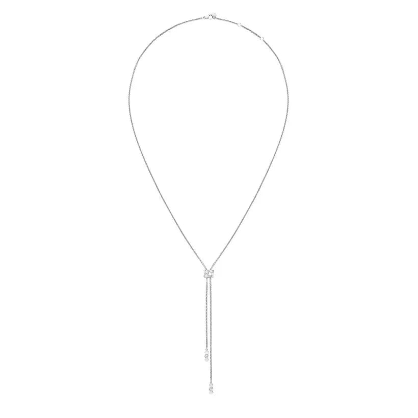 Adjustable Lariat Necklace White Gold