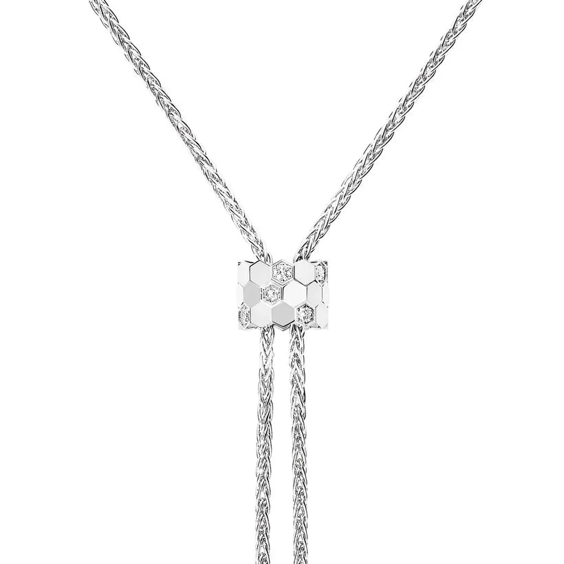 Adjustable Lariat Necklace White Gold