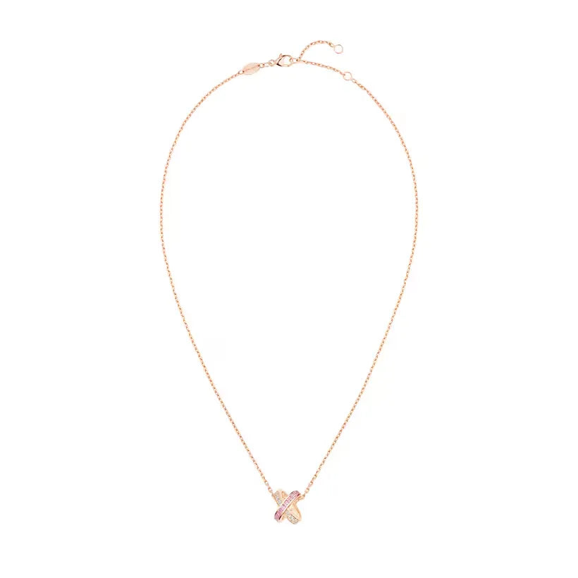 Criss Cross Pink Sapphire Necklace Rose Gold