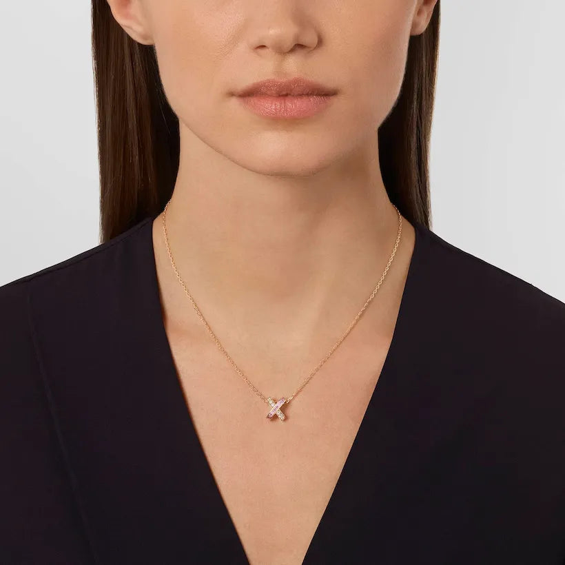 Criss Cross Pink Sapphire Necklace Rose Gold