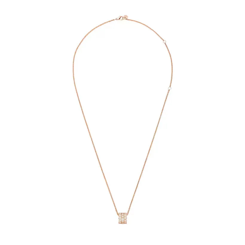 Honeycomb Pendant Necklace Rose Gold Full Diamonds