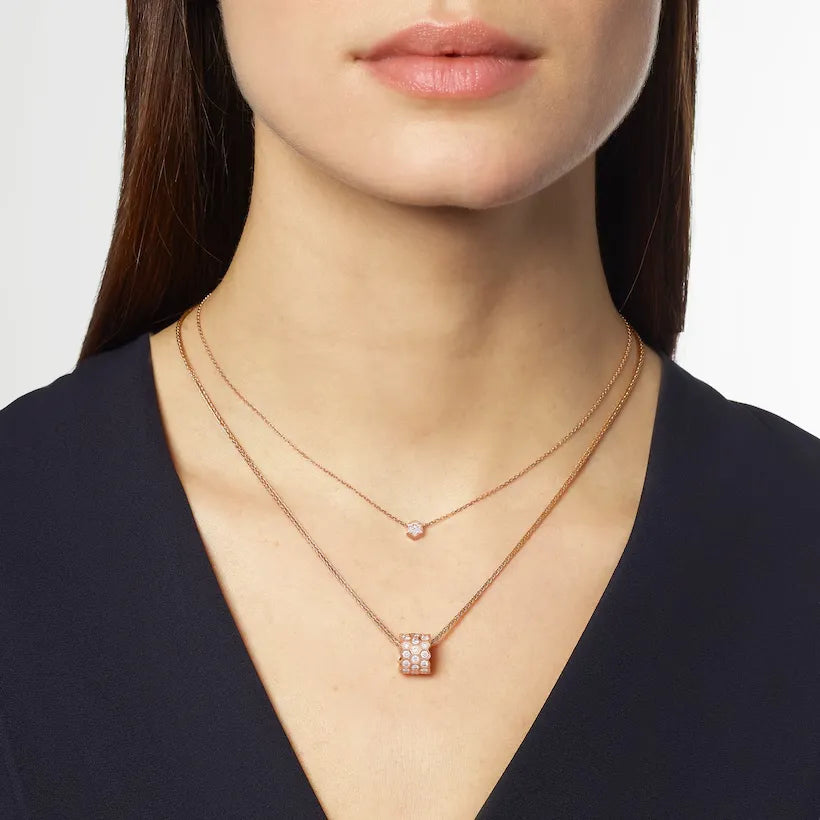 Honeycomb Pendant Necklace Rose Gold Full Diamonds