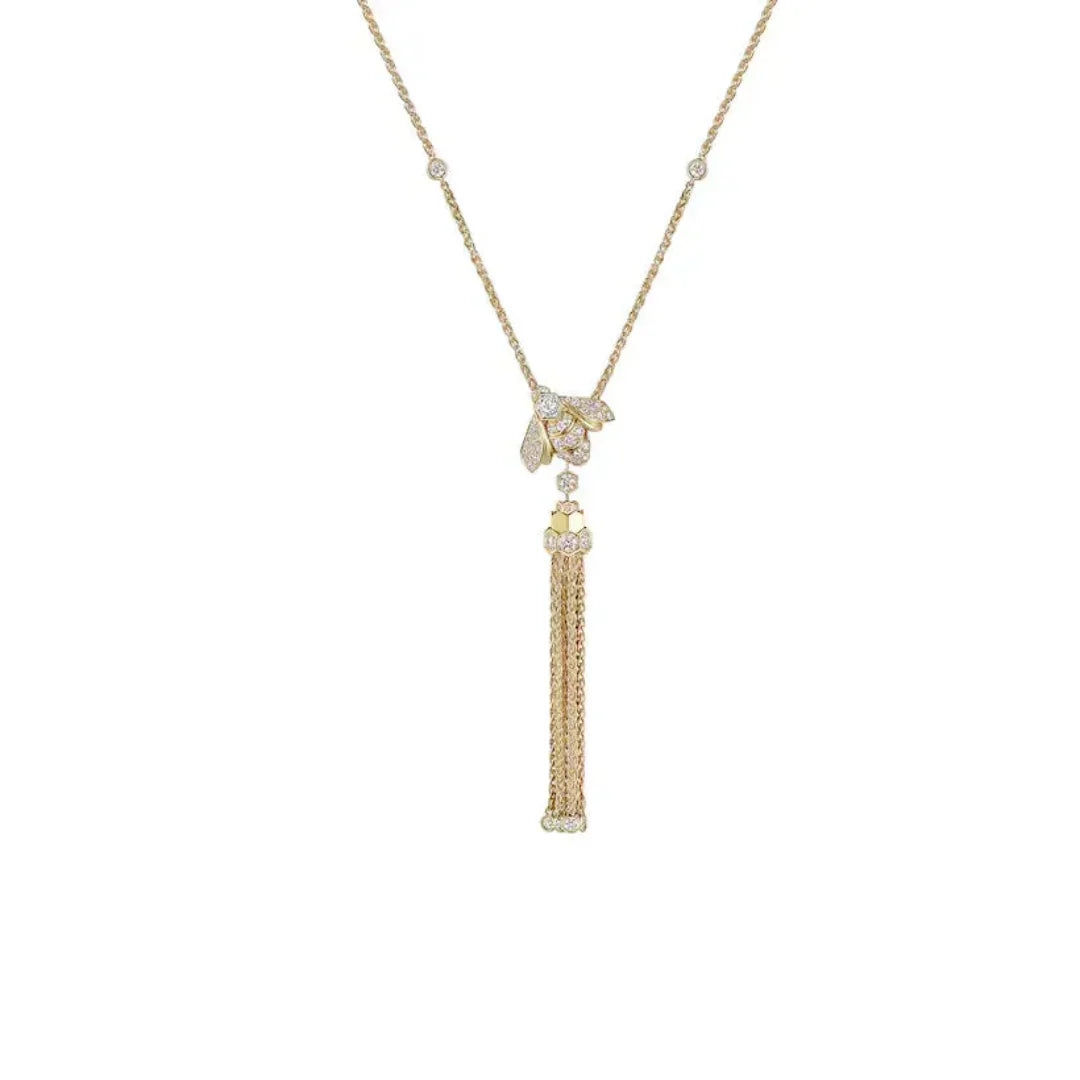 Tassel Drop Pendant Necklace Yellow Gold