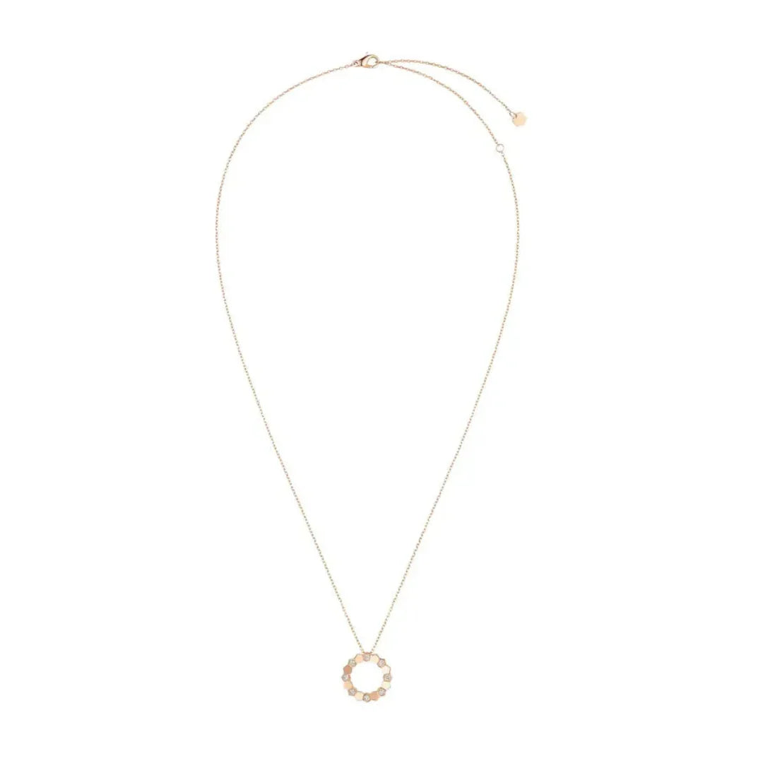 Rose Gold Hexagon Circle Pendant Necklace