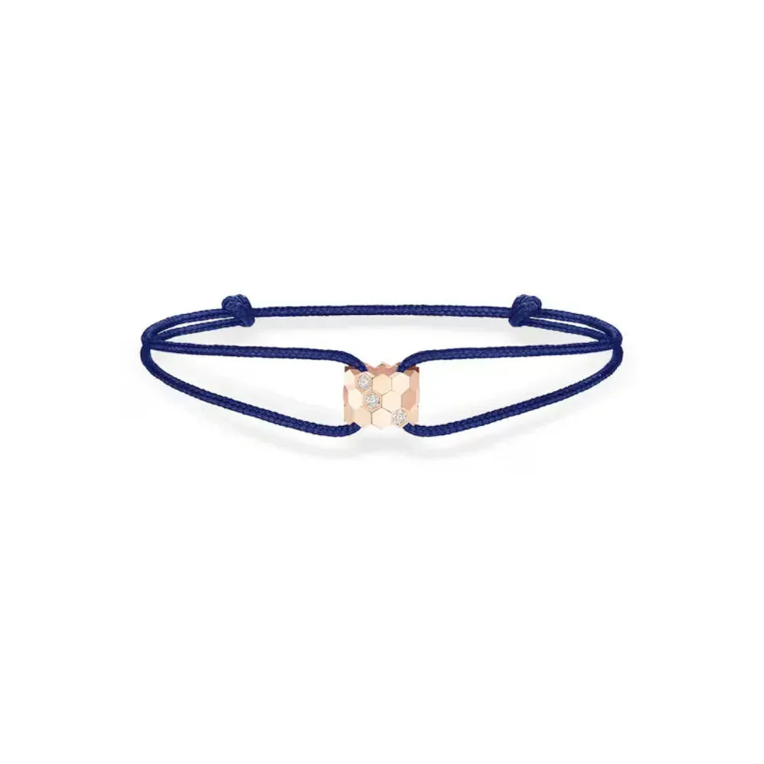 Hexagon Cord Bracelet Sterling Rose Gold