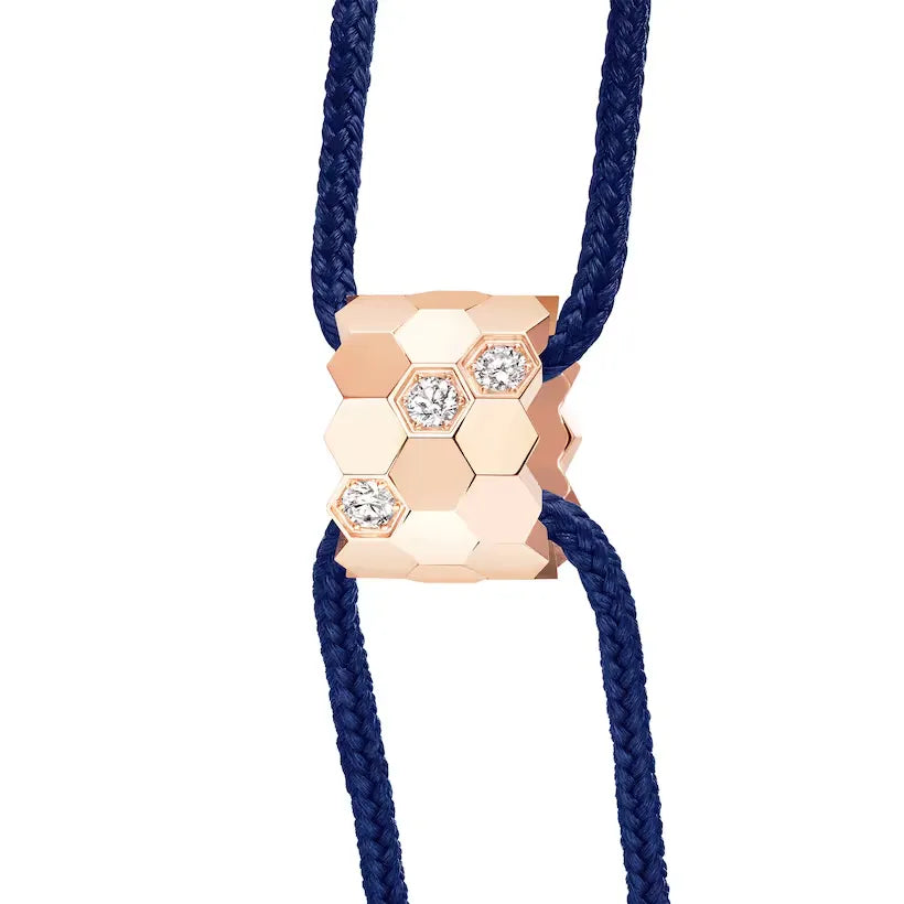 Hexagon Cord Bracelet Sterling Rose Gold