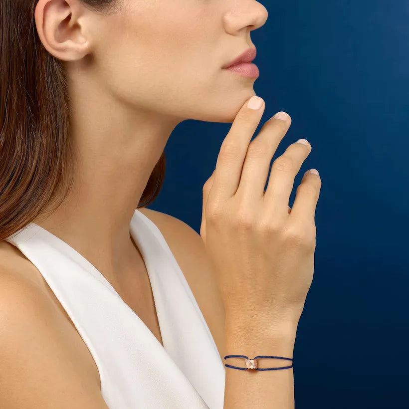 Hexagon Cord Bracelet Sterling Rose Gold