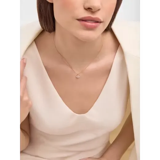 Rose Gold Fan Pendant Necklace With Pavé Diamonds