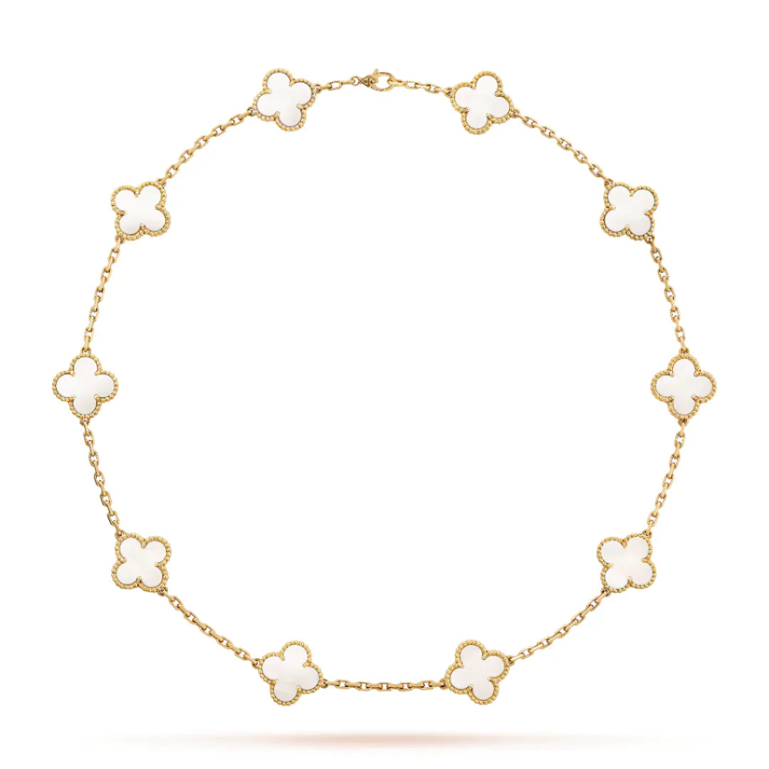 Clover Motif Long Necklace Yellow Gold