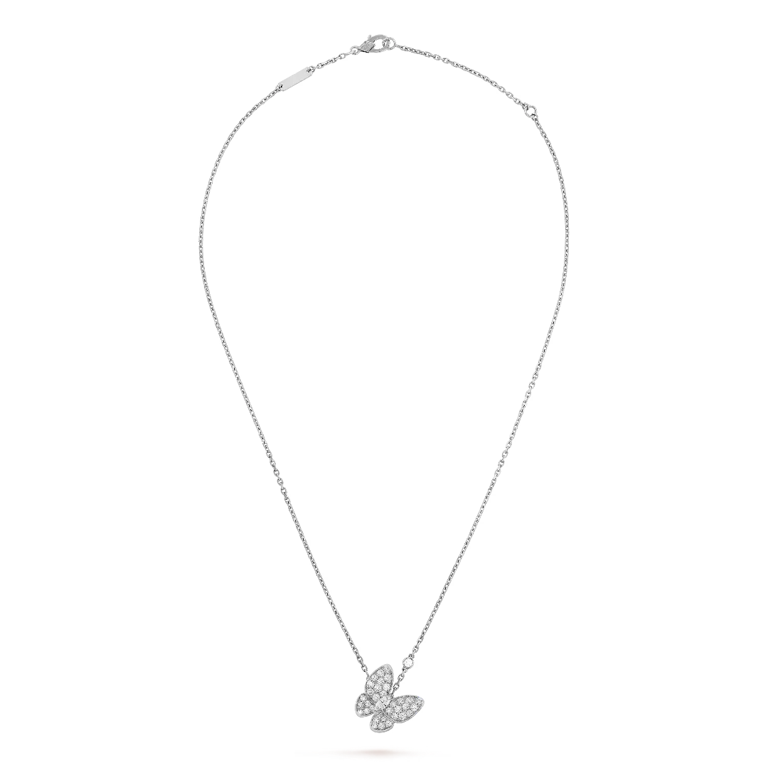 Butterfly Diamond Pendant Necklace White Gold