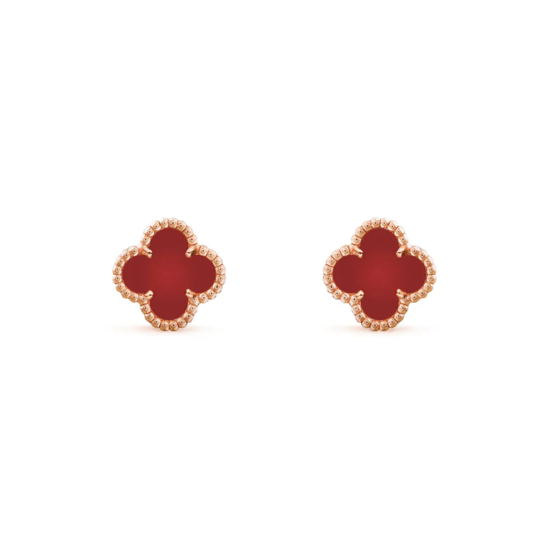 Vintage Alhambra in Rose Gold and Carnelian Earrings