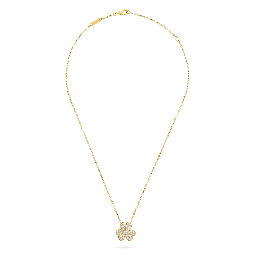 Yellow Gold Floral Pendant Necklace With Diamonds
