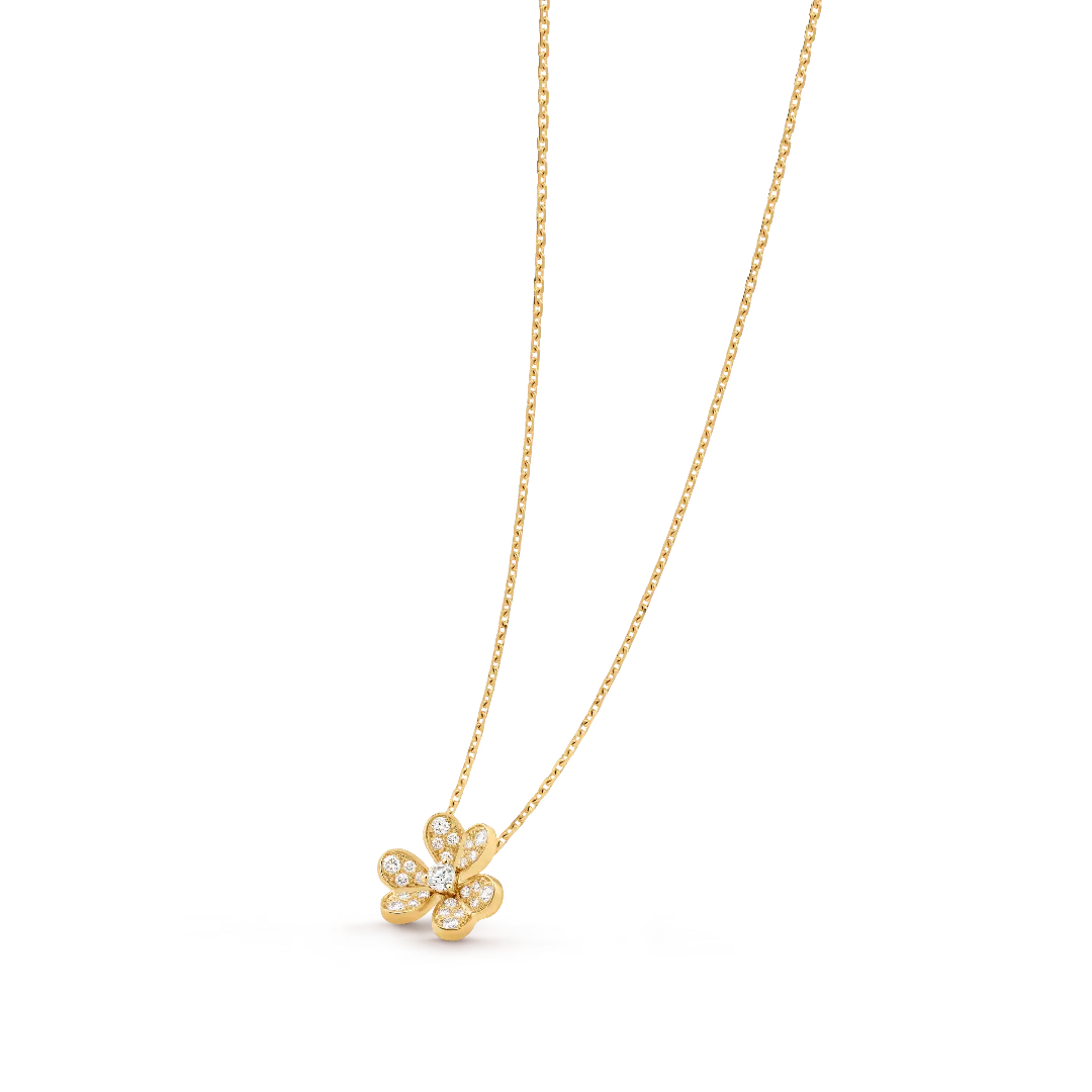 Yellow Gold Floral Pendant Necklace With Diamonds