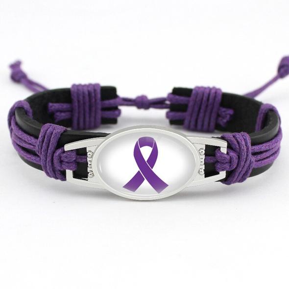 Purple Ribbon Awareness Bracelet