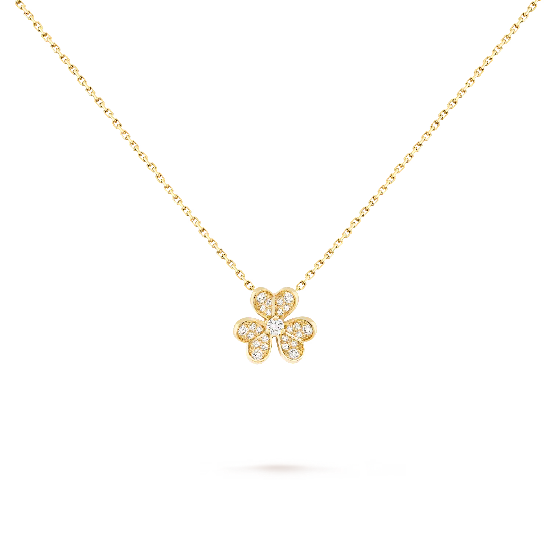 Yellow Gold Floral Pendant Necklace With Diamonds