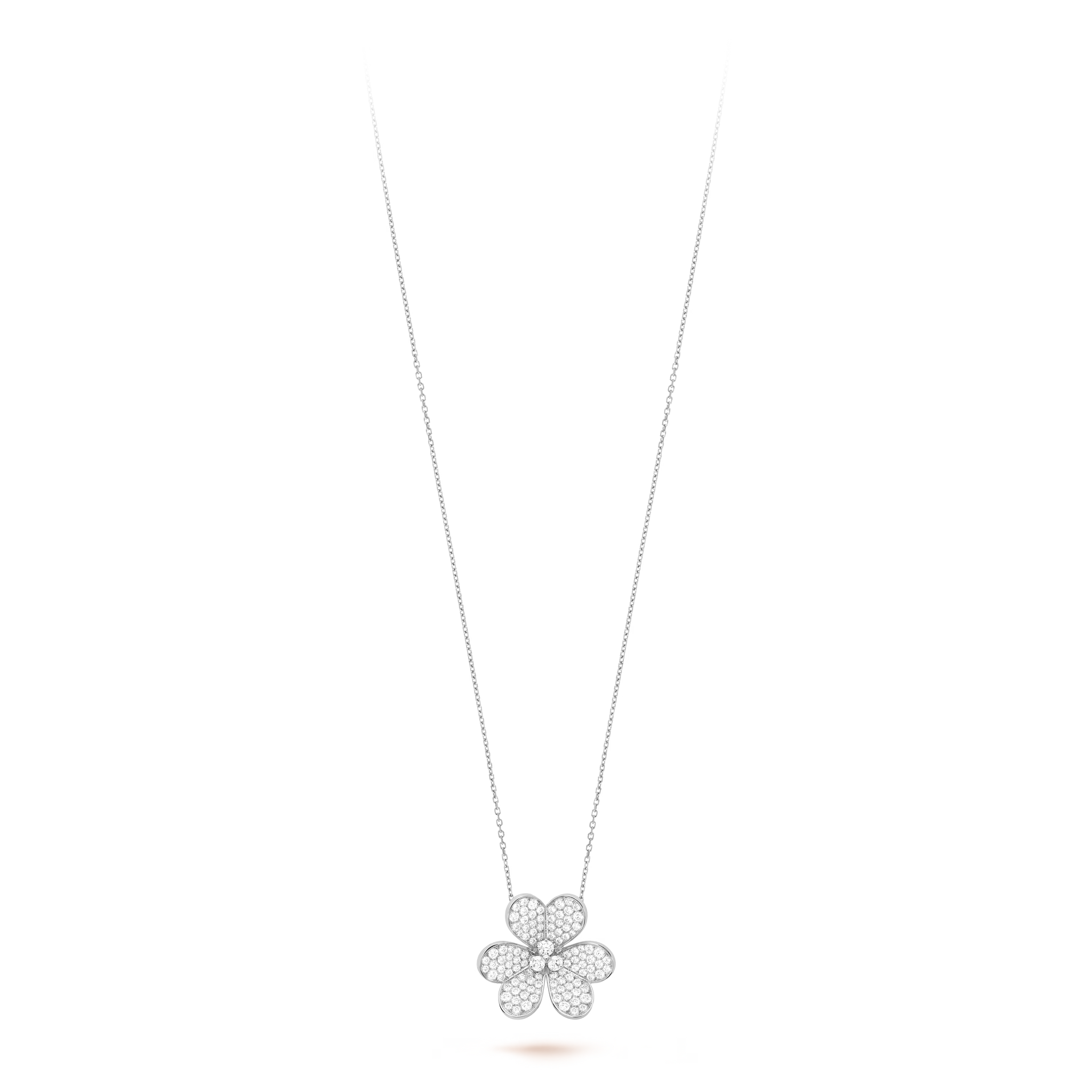 White Gold Floral Pendant Necklace With Diamonds