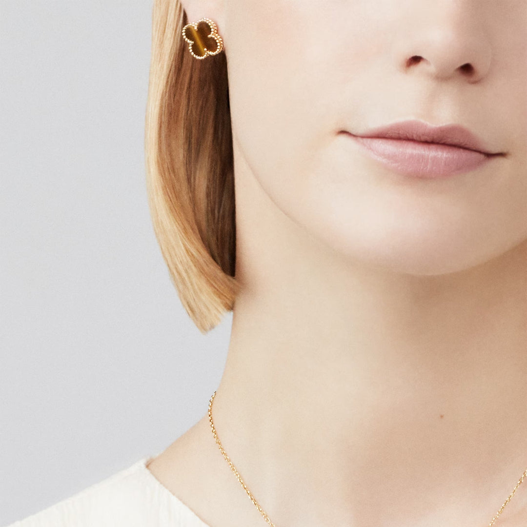 Vintage Alhambra Earrings in Tiger’s Eye